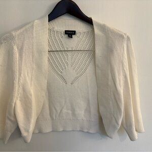 Torrid Women's White Open-Front Cropped Cardigan Sweater